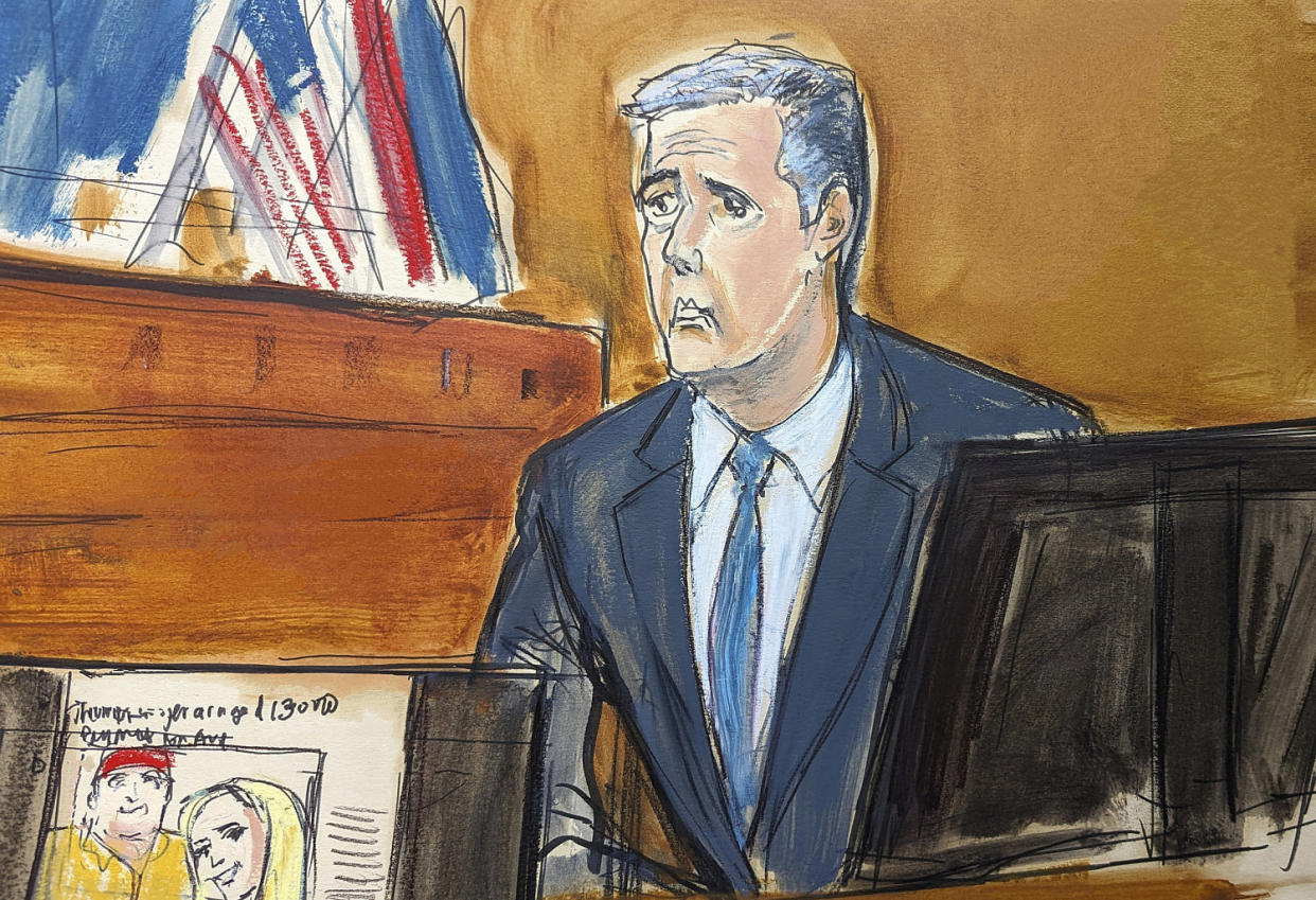 Michael Cohen in courtroom sketch (Elizabeth Williams / AP)