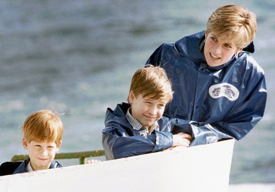 Princess Diana, right, pictured with sons Prince Harry, then 7, and Prince William, then 9, in Niagara Falls, Ontario, in October 1991.