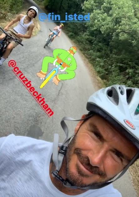 Rolling: David and his son and nephew went on a bike ride together (@DavidBeckham)