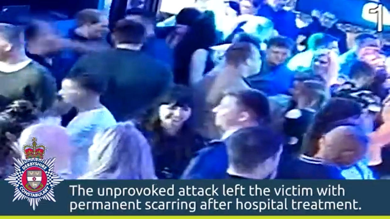 Shocking CCTV shows moment Jake Saxon glassed a nightlcub reveller in the face on the dancefloor during an unprovoked attack. See story SWMRglassed Shocking CCTV shows moment a thug glassed a nightlcub reveller in the face on the dancefloor during an unprovoked attack. Man jailed for permanently scarring another man in glass attack. Jake Saxon, of Buxton Road, Blackshaw Moor, in Leek, Staffordshire pleaded guilty to the assault which left a young man with permanent scarring. The 23-year-old was drinking in The Vault, on High Street in Buxton at around 1.10am on Sunday 12 September 2021 when he approached another man on the dancefloor. Saxon said something to him, which the victim didn’t hear, stepped back and slammed the glass in his face, causing a large deep cut. The victim was taken to hospital, where he needed stitches for the wound.