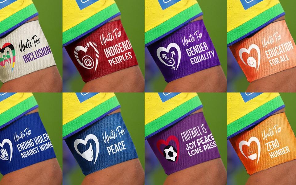 Football armbands - Fifa bans One Love armband from Women&#x002019;s World Cup finals . . . then issues its own in rainbow colours