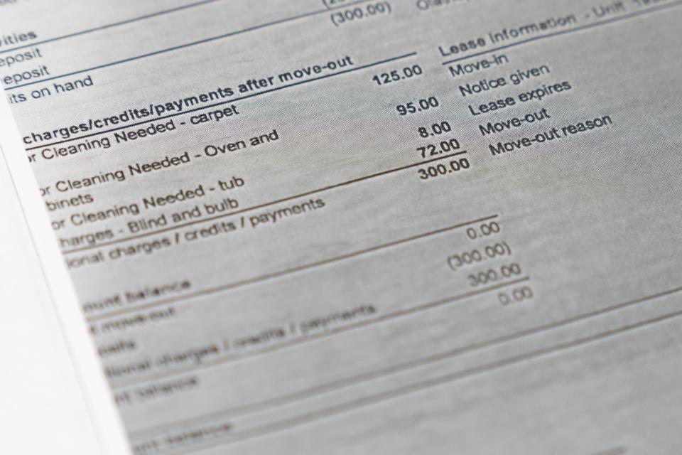 This bill for charges assessed to Gabriel Kniffen totaled $300, the same amount he had paid as a deposit to live in a Washburn Arms Apartments building at 1930 S.W. Washburn Ave. Apartment management subsequently reduced the amount it charged him to $224.