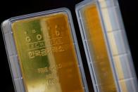 Gold bars are pictured on display at Korea Gold Exchange in Seoul