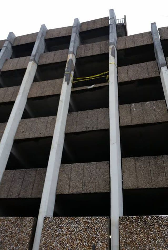 The fourth-storey car park from which the car fell. Picture: Facebook/Baltimore County Police & Fire