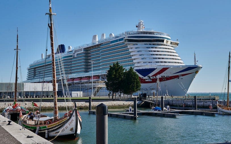 The P&O cruise liner the Iona seen at port in Lisbon., Portugal, on January 12, 2022.