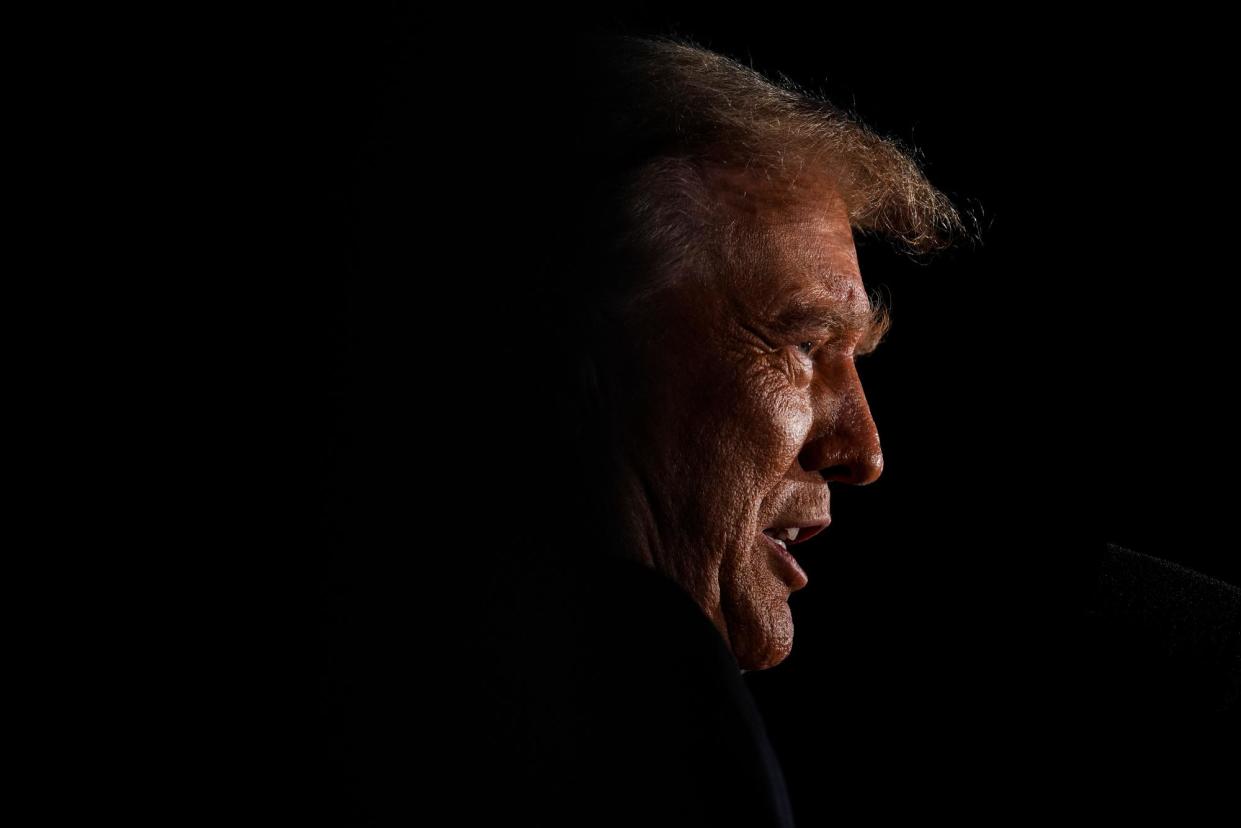 <span>Donald Trump campaigns in New Hampshire on 17 January 2024.</span><span>Photograph: Matt Rourke/AP</span>
