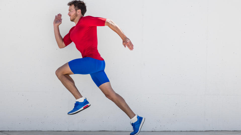 a runner taking a big stride