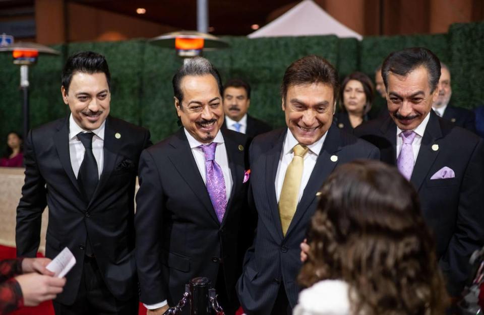 Worldwide Latin music stars Los Tigres del Norte are interviewed on the red carpet Tuesday, Dec. 13, 2022, before they are honored along with other California Hall of Fame inductees during the ceremony at the California Museum in downtown Sacramento.
