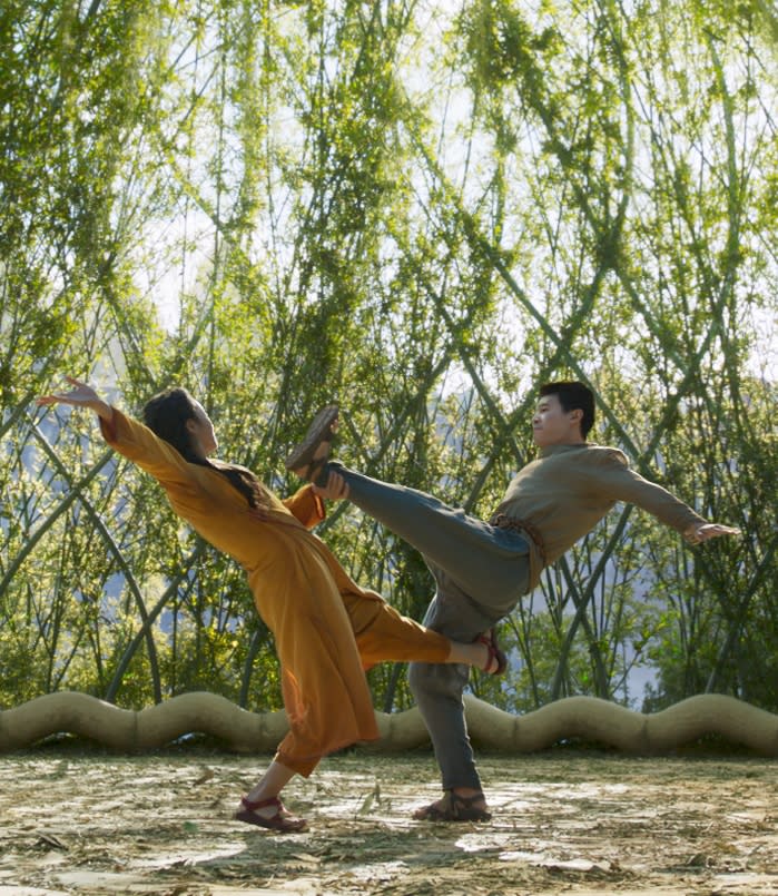 Michelle Yeoh and Simu Liu in Shang-chi And The Legend Of The Ten Rings. (Still: Disney)