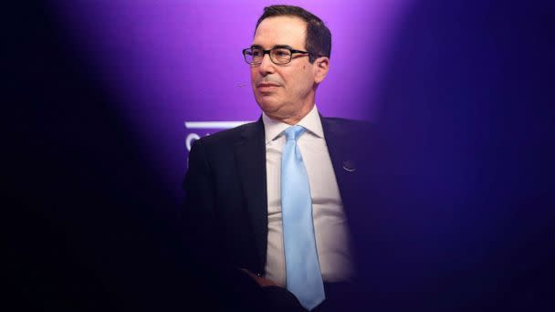 PHOTO: Steven Mnuchin, former U.S. Treasury secretary, speaks at the Qatar Economic Forum in Doha, Qatar, June 21, 2022. (Bloomberg via Getty Images)