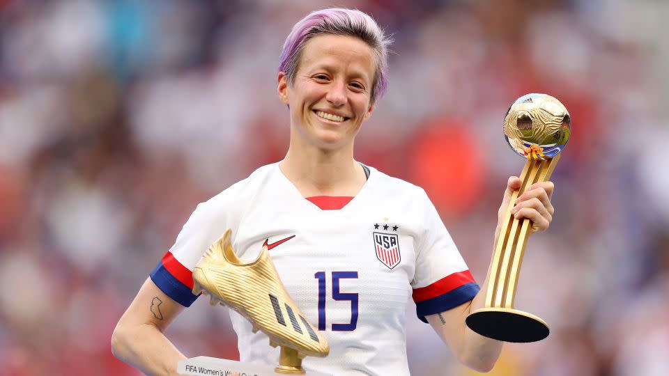 Rapinoe won the Golden Boot award and the Golden Ball as the USWNT won the 2019 Women's World Cup. - Richard Heathcote/Getty Images