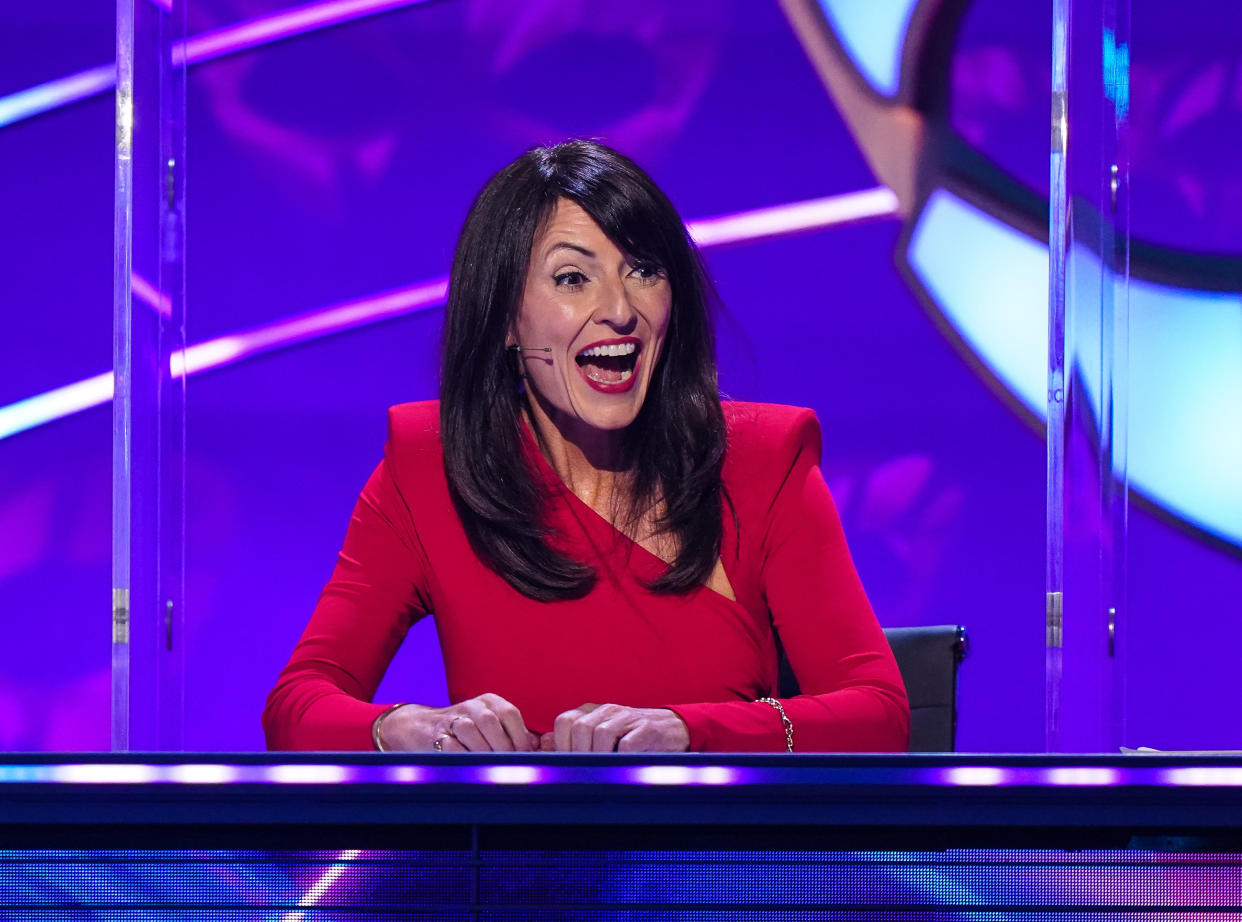 This image and the information contained herein is strictly embargoed until 00.01 Saturday 29th January 2022

From Bandicoot TV

The Masked Singer: SR3: Ep6 on ITV and ITV Hub

Pictured: Davina McCall.

This photograph is (C) Bandicoot TV and can only be reproduced for editorial purposes directly in connection with the programme or event mentioned above, or ITV plc. Once made available by ITV plc Picture Desk, this photograph can be reproduced once only up until the transmission [TX] date and no reproduction fee will be charged. Any subsequent usage may incur a fee. This photograph must not be manipulated [excluding basic cropping] in a manner which alters the visual appearance of the person photographed deemed detrimental or inappropriate by ITV plc Picture Desk.  This photograph must not be syndicated to any other company, publication or website, or permanently archived, without the express written permission of ITV Picture Desk. Full Terms and conditions are available on the website www.itv.com/presscentre/itvpictures/terms

For further information please contact:
james.hilder@itv.com / 0207 157 3052
