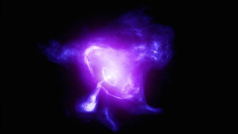 The Chandra X-Ray Observatory collaborated with X-ray Polarimetry Explorer (IXPE) to capture this image of the crab nebula in April 2023. - Image: X-ray (IXPE: NASA), (Chandra: NASA/CXC/SAO) Image processing: NASA/CXC/SAO/K. Arcand & L. Frattare