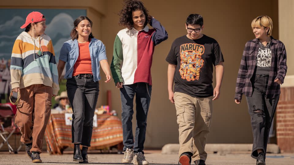 (from left) Paulina Alexis, Devery Jacobs, D'Pharaoh Woon-A-Tai, Lane Factor and Elva Guerra in "Reservation Dogs." - Shane Brown/FX