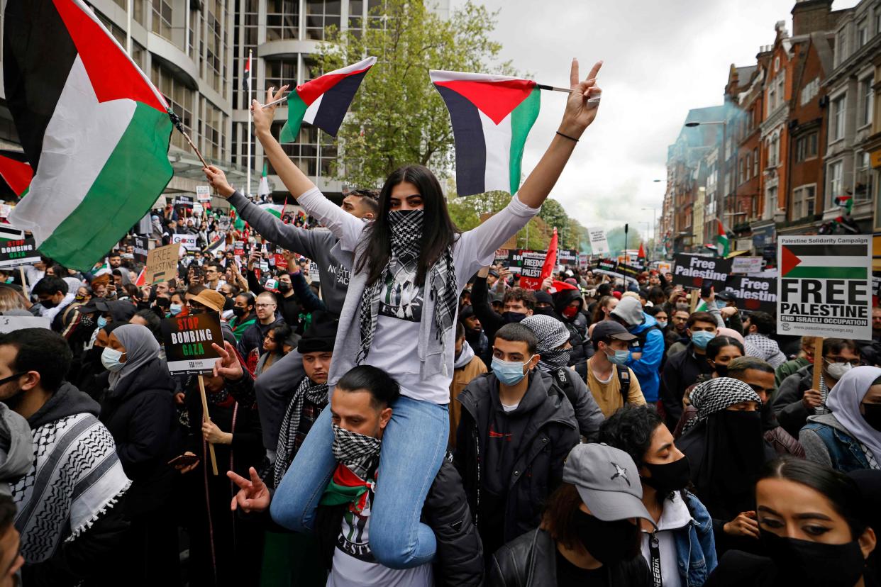 <p>Thousands of protesters took to the streets on Saturday </p> (AFP via Getty Images)