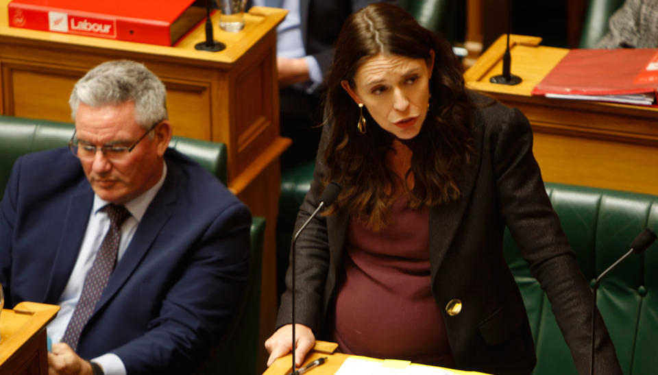 Ms Ardern addresses parliament in Wellington. Source: AAP