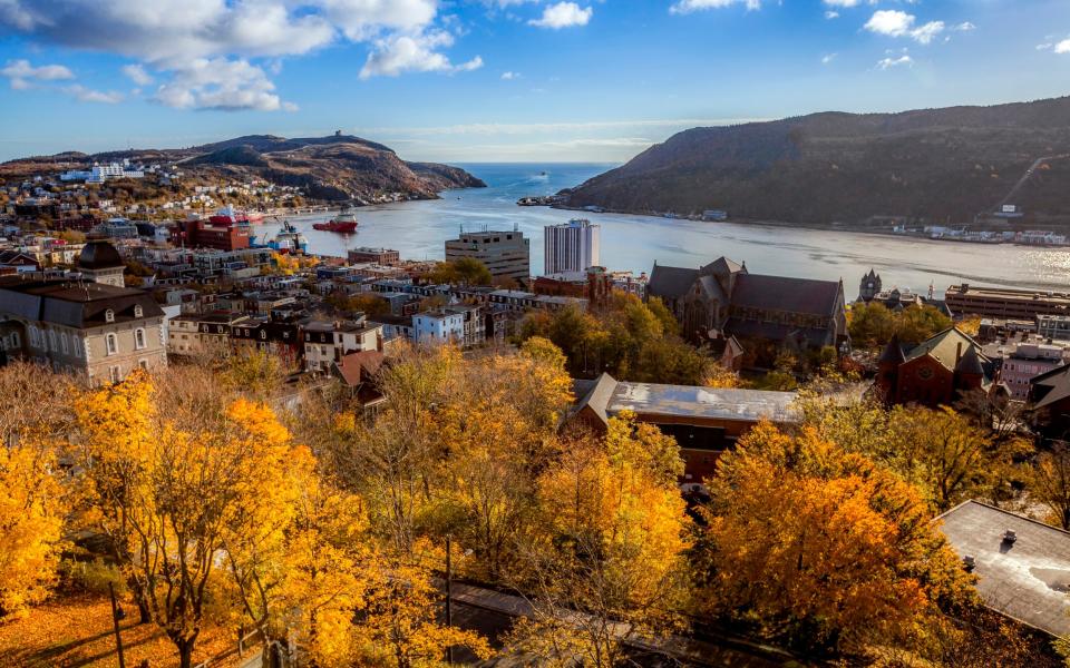 Morning sunrise over St John's Harbour in Newfoundland