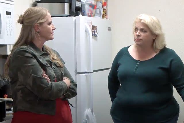 <p>TLC</p> (L-R) Christine Brown talking to Janelle Brown on 'Sister Wives'.