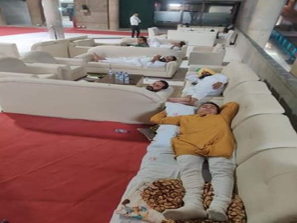 Aam Aadmi Party (AAP) MLAs slept inside Punjab Assembly on Monday night. (Photo/ANI)