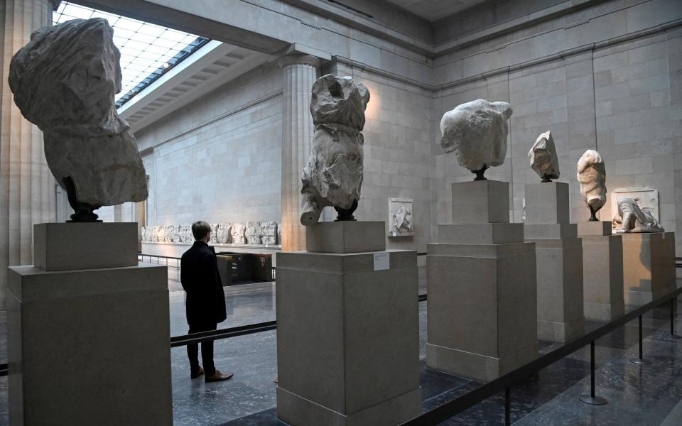 Controversy: some of the Parthenon Marbles on display at the museum, left