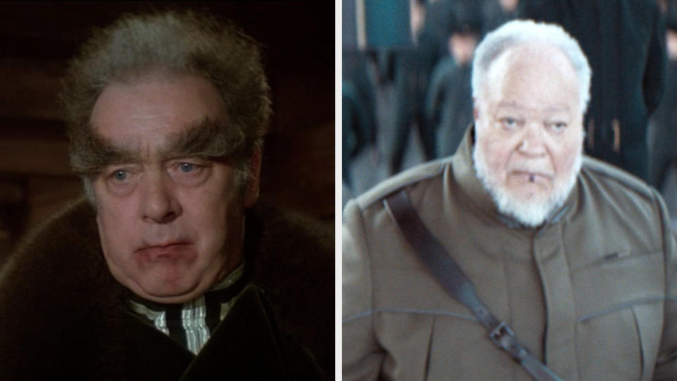 Thufir with overgrown eyebrows and Stephen McKinley Henderson as Thufir with short eyebrows with a white hair and beard