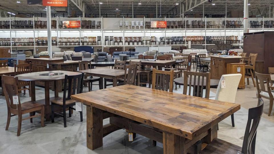 A variety of dining sets are available at Mueller Furniture & Mattress Warehouse Showroom.