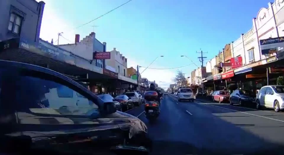 The left-hand car cuts in front. Source: Dash Cam Owners Australia/Facebook