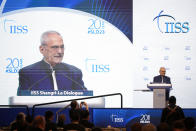 President of East Timor Jose Ramos Horta delivers his speech during the last day of the 20th International Institute for Strategic Studies (IISS) Shangri-La Dialogue, Asia's annual defense and security forum, in Singapore, Sunday, June 4, 2023. (AP Photo/Vincent Thian)