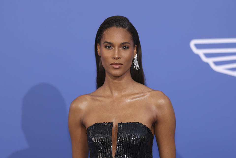 Cindy Bruna poses for photographers upon arrival at the amfAR Cinema Against AIDS benefit at the Hotel du Cap-Eden-Roc, during the 76th Cannes international film festival, Cap d'Antibes, southern France, Thursday, May 25, 2023. (Photo by Vianney Le Caer/Invision/AP)