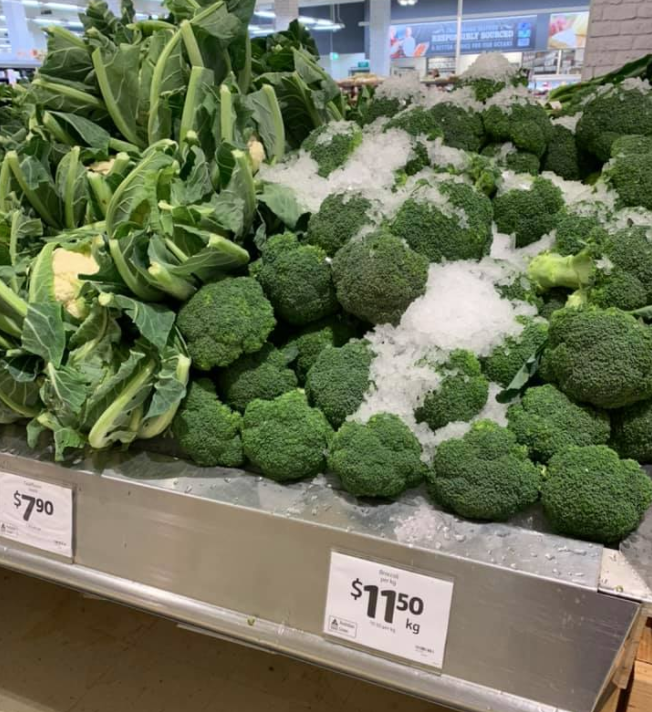 One user posted a picture of $11.50 broccoli at Coles. (Source: Facebook)