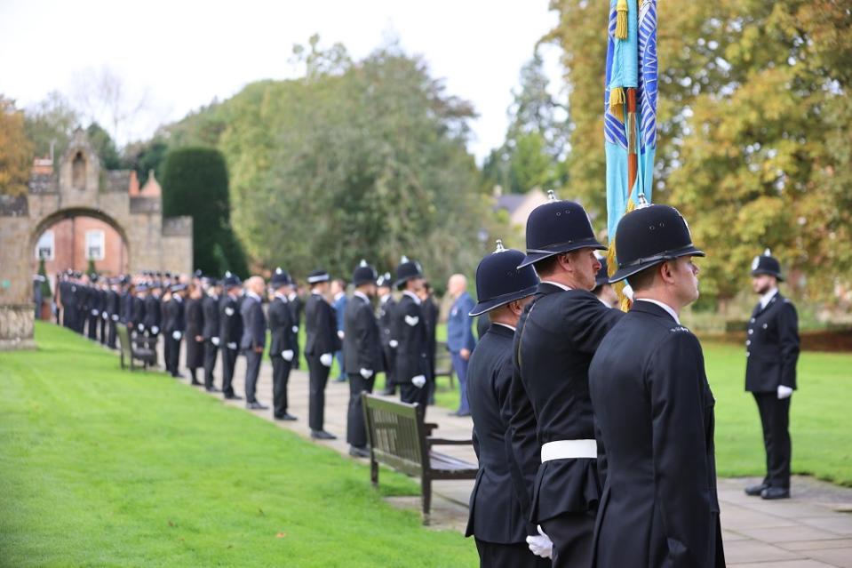 The guard of honour formed by Sgt Saville's colleagues (Nottinghamshire Police/PA)