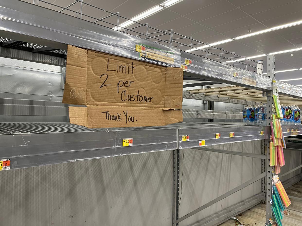 The Walmart store at 3451 E. Tamiami Trail was sold out of bottled water Sunday morning, Sept. 25, 2022 ahead of Tropical storm Ian. A sign nonetheless said limit of two cases per customer.

By Liz Freeman