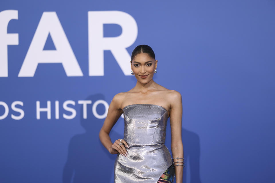 Pritika Swarup poses for photographers upon arrival at the amfAR Cinema Against AIDS benefit at the Hotel du Cap-Eden-Roc, during the 76th Cannes international film festival, Cap d'Antibes, southern France, Thursday, May 25, 2023. (Photo by Vianney Le Caer/Invision/AP)