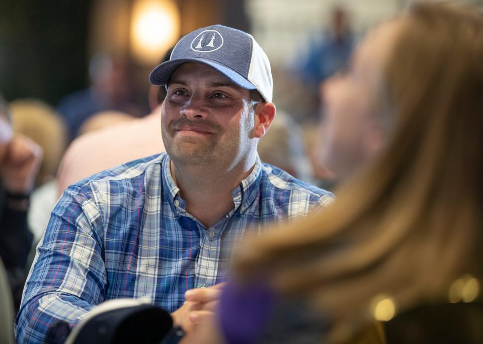 Trainer Brad Cox was all smiles at the conclusion of the Kentucky Derby and Oaks draw for starting gate positions. May 2, 2022