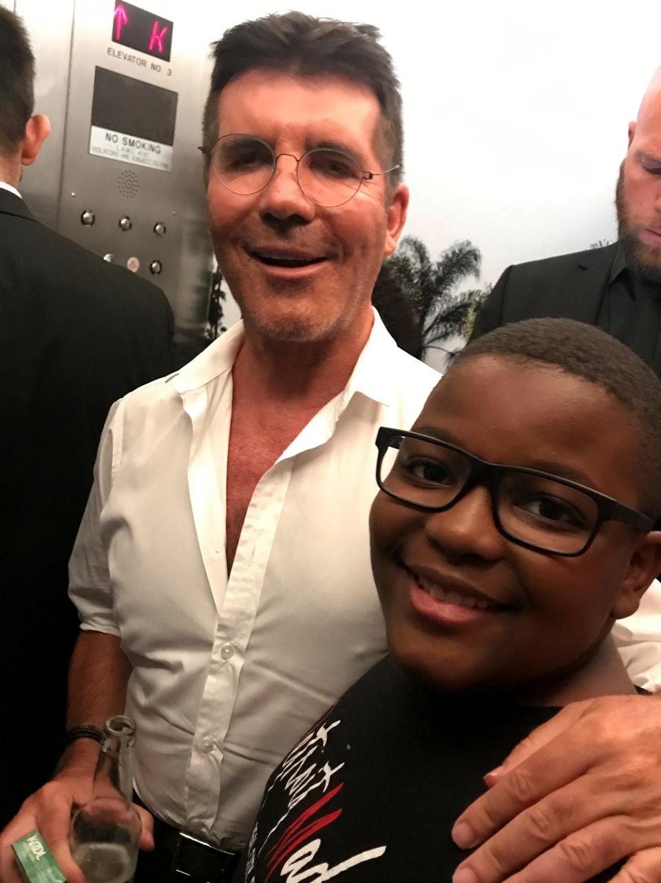 Kodie Chandler bumped into "America's Got Talent" producer and judge Simon Cowell in an elevator when he was in California competing on the show with the Detroit Youth Choir in 2019. His parents, Denise and Richard Chandler, snapped a photo.