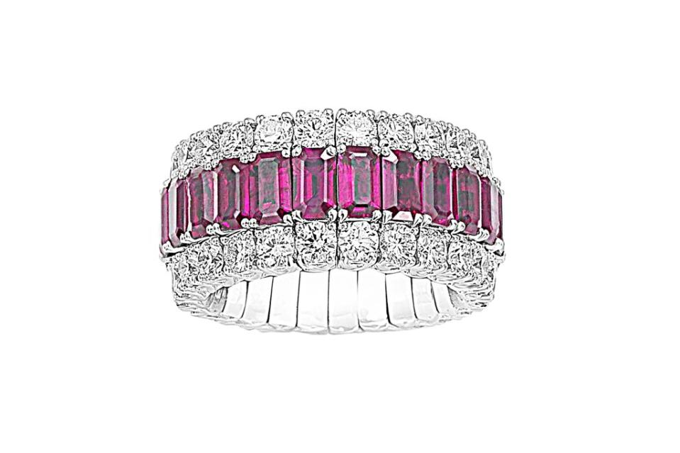 Picchiotti Xpandable ring in 18-k white gold with diamonds and rubies, $18,650