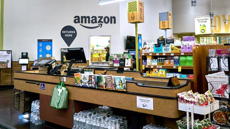 an Amazon counter in Whole Foods