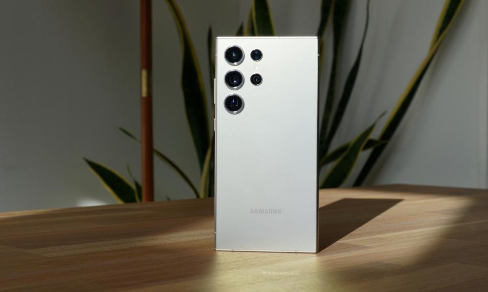 <span>The S24 Ultra is an imposing monolithic slab of titanium and glass hiding one of the most capable smartphones ever made.</span><span>Photograph: Samuel Gibbs/The Guardian</span>