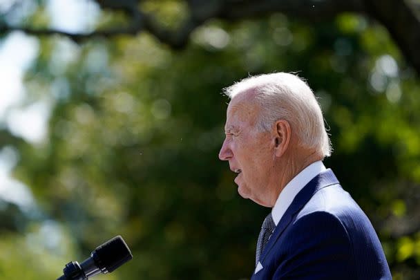 PHOTO: President Joe Biden speaks during an event on health care costs, in the Rose Garden of the White House, Sept. 27, 2022, in Washington. (Susan Walsh/AP)