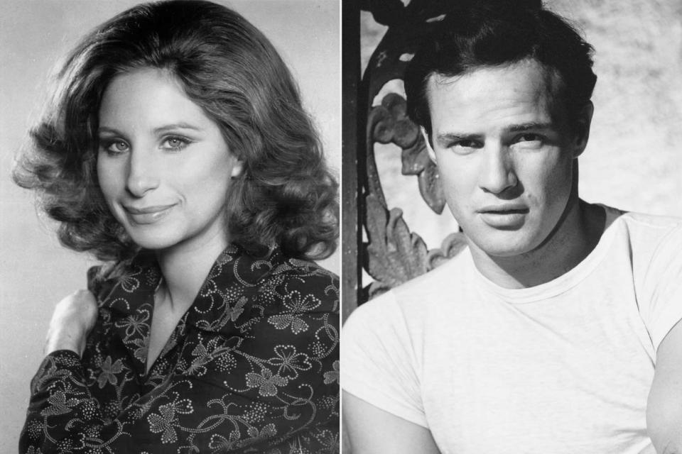 <p>Images Press/Getty; John Kobal Foundation/Getty</p> Barbra Streisand (left) photographed in 1980 and Marlon Brando (right) photographed in 1950