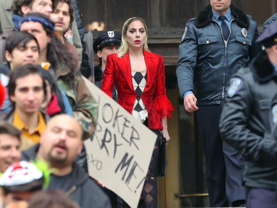 NEW YORK, NY – MARCH 25: Lady Gaga is seen at movie set of the ‘Joker: Folie a Deux’ on March 25, 2023 in New York City. (Photo by Jose Perez/Bauer-Griffin/GC Images)