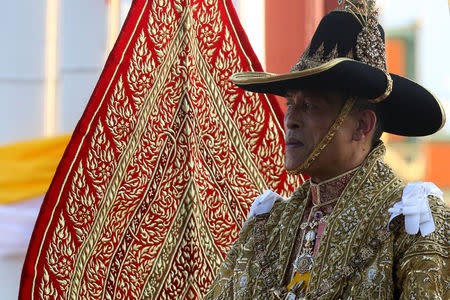 Thailand's newly crowned King Maha Vajiralongkorn is seen during his coronation procession, in Bangkok, Thailand May 5, 2019. REUTERS/Athit Perawongmetha