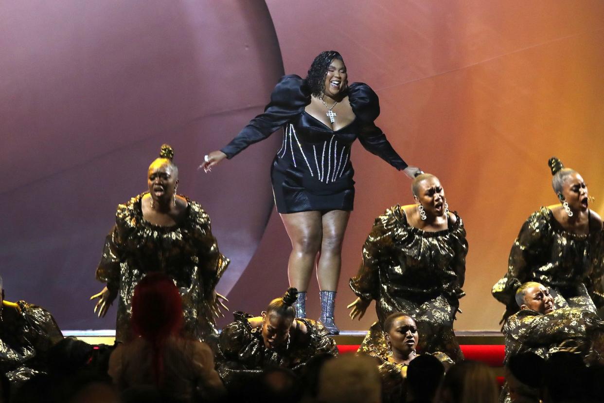 los angeles, california february 05 lizzo performs onstage during the 65th grammy awards at cryptocom arena on february 05, 2023 in los angeles, california photo by johnny nunezgetty images for the recording academy