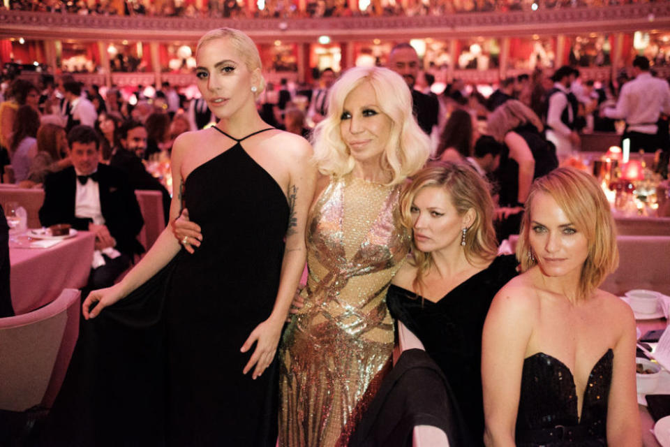 Photo credit: Lady Gaga, Donatella Versace, Kate Moss and Amber Valetta at the event last year. Image: Oliver Holms