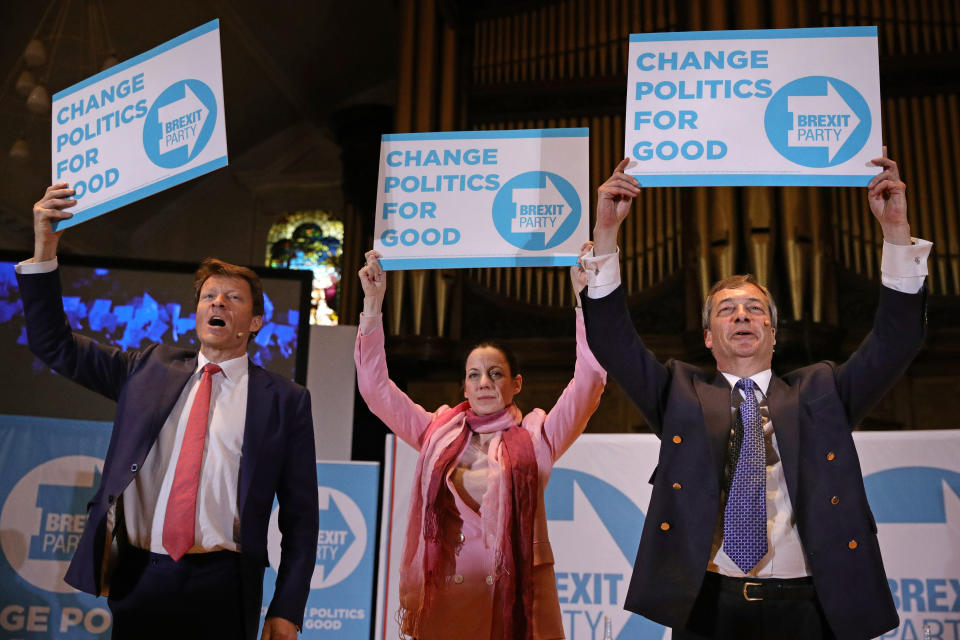 The Brexit Party attracted plenty of big names when it was formed, including party chairman Richard Tice (left) and Annunziata Rees-Mogg (right) (Picture: PA)