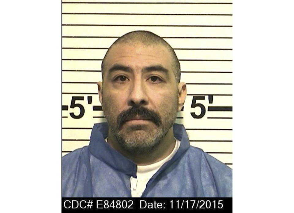 In this Nov. 17, 2015, photo, provided by the California Department of Corrections and Rehabilitation is Salvador Castro. Two weeks after authorities accused purported leaders of a white supremacist gang with organizing drug trafficking and murders from their California prison cells, they charged leaders of another prison gang Wednesday, June 19, 2019, with running a crime ring from behind bars. Federal authorities allege that high-ranking Nuestra Familia members Salvador Castro Jr., 49, and Raymond Lopez, 31, used contraband cell phones from inside Fresno County's Pleasant Valley State Prison to have narcotics shipped from Mexico for distribution by other gang members.(California Department of Corrections and Rehabilitation via AP)