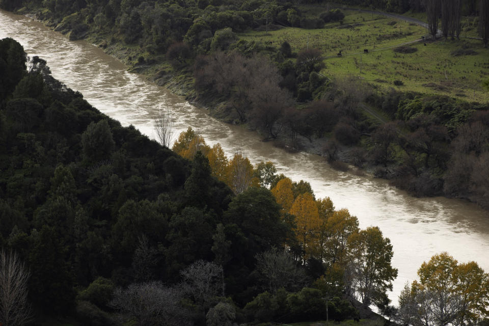 The lower reaches of the Whanganui River flow near the Kaiwhaiki settlement in New Zealand on June 15, 2022. Gerrard Albert, the lead negotiator for Whanganui Maori in getting the river’s personhood recognized by lawmakers, says the status is a legal fiction, a construct more commonly used to give something like a corporation legal standing. (AP Photo/Brett Phibbs)