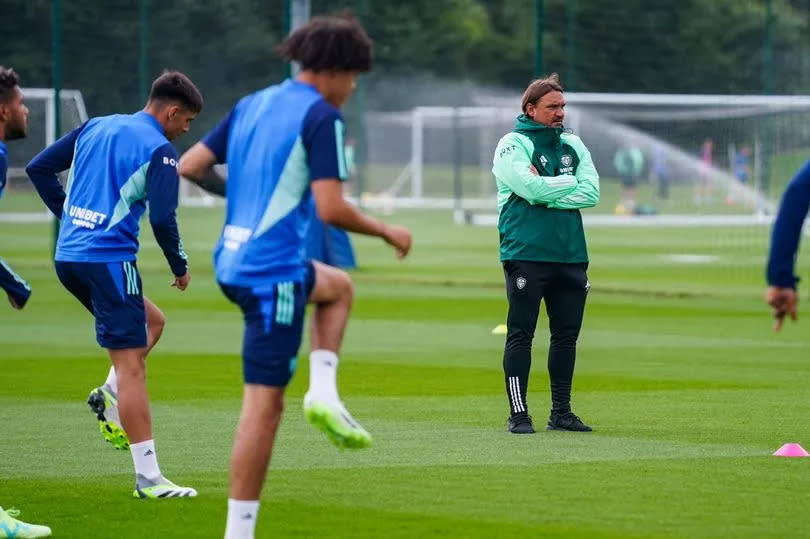 Daniel Farke oversees training at Thorp Arch in his first full day as Leeds United manager on July 5, 2023