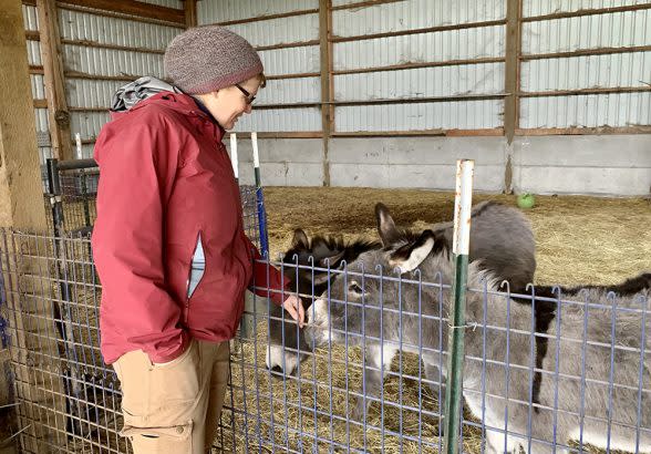 April Thatcher, who runs April Joy Farm, worked with Staci Boehlke to create the Farm to Heart program, which provides fresh produce to low-income families. (Linda Jacobson)