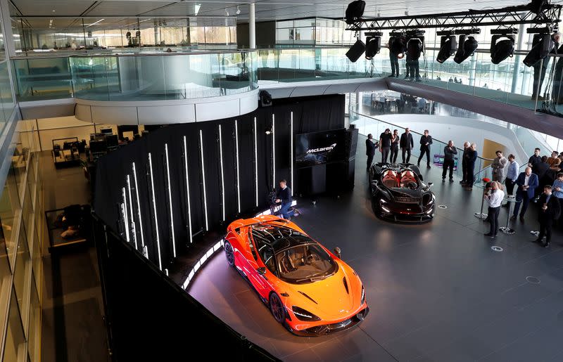 FILE PHOTO: The McLaren 765LT is seen at its launch at the McLaren headquarters in Woking